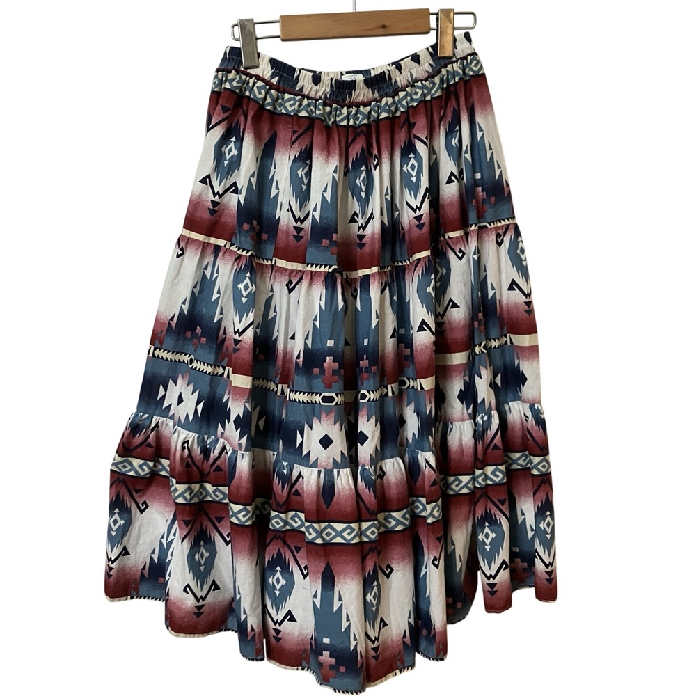 Vintage Roughrider by Circle T Skirt Womensโ Small Aztec Southwestern 90s Full